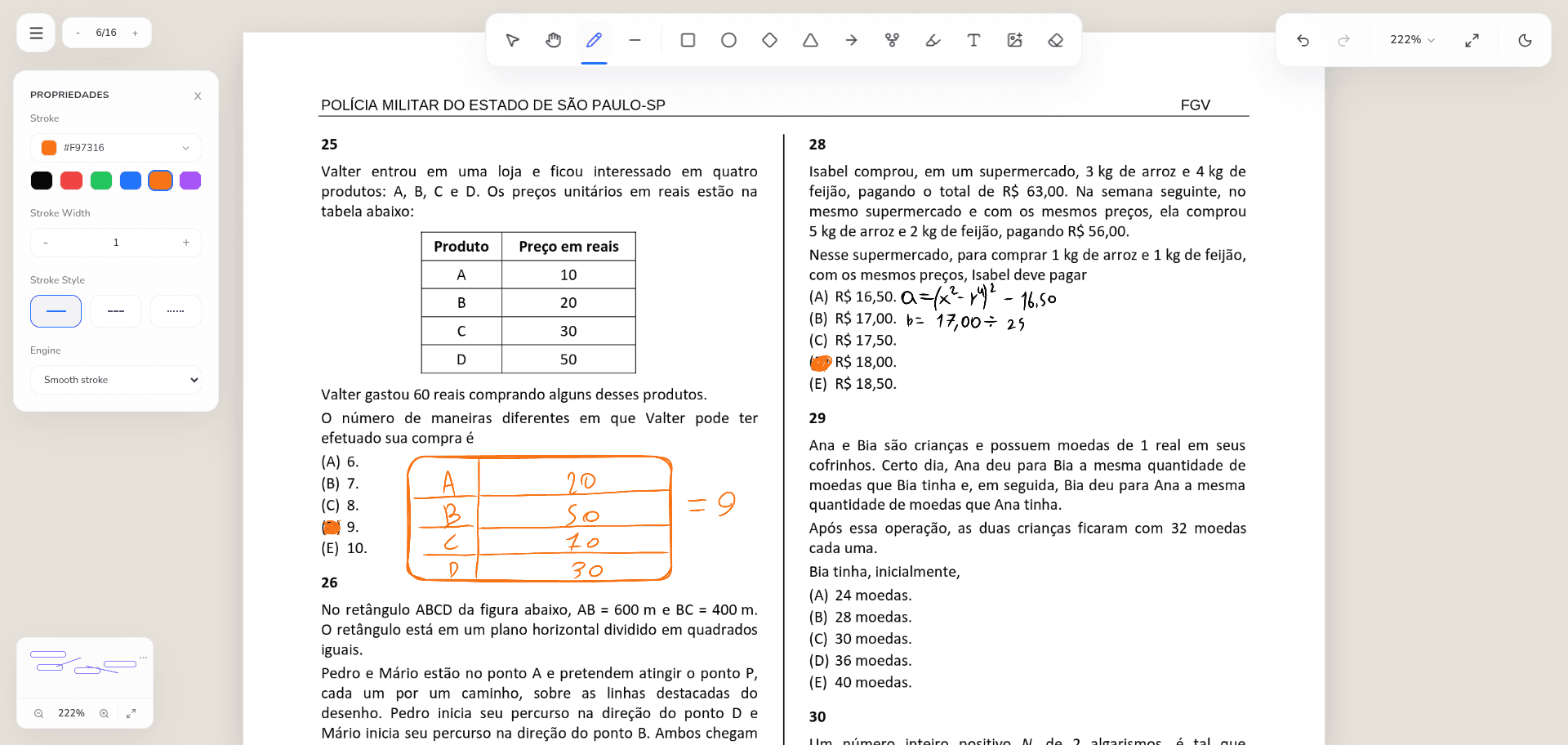 Vertexa PDF annotation mode showing handwritten notes and marks on a document page